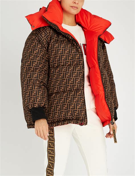 fendi logo print reversible padded shell down jacket|FENDI FF.